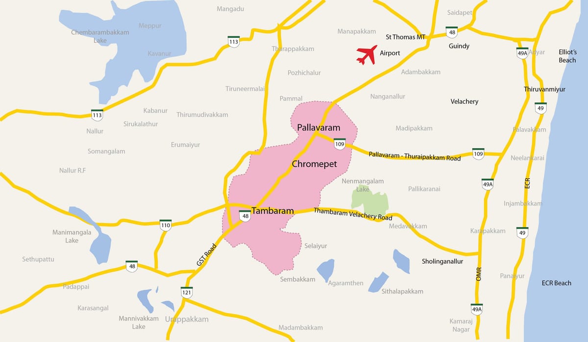 kat jeyografik nan Tambaram Chene